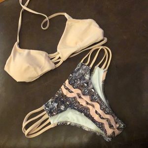 Super sassy and cheeky pink and snakeskin bikini